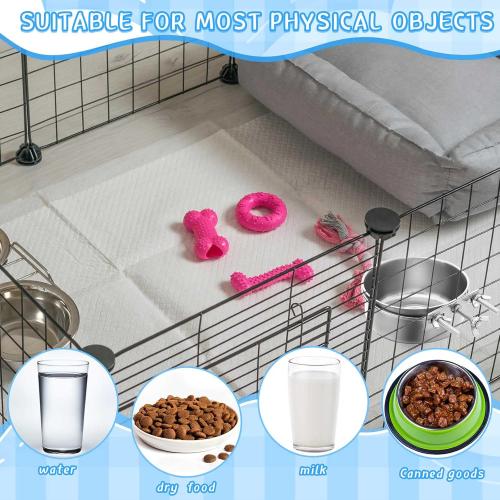 Zubebe Stainless Steel Hanging Dog Crate Bowls, Non-Spill Kennel Food Water Bowls with Screw Clamp Attach Holders, Removable Mountable Metal Cage Feeder for Pet(19 oz)