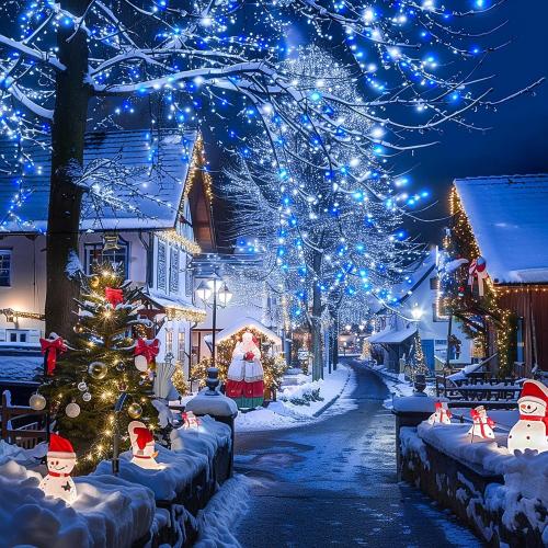 JMEXSUSS Blue and White Christmas Lights Outdoor with Remote, 168ft 600 LED String Lights Indoor Clear Wire Fairy Light Plug in for Bedroom Tree Birthday Party Xmas Decorations