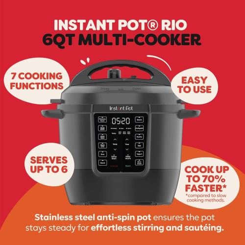 Instant Pot 6QT RIO 7-in-1 Multi-Cooker, Pressure Cooker, Slow cook, Sauté, Steam, Rice Maker, Yogurt, & Warmer, Black, 6 Quarts ‼️has stains ‼️and may come with missing or broken pieces ‼️