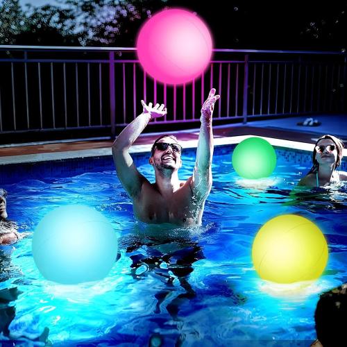 FUTUREPLUSX 2PCS Light Up Beach Balls, 16 LED Pool Ball with Remote Control Glow for Summer Parties Pool Decorations