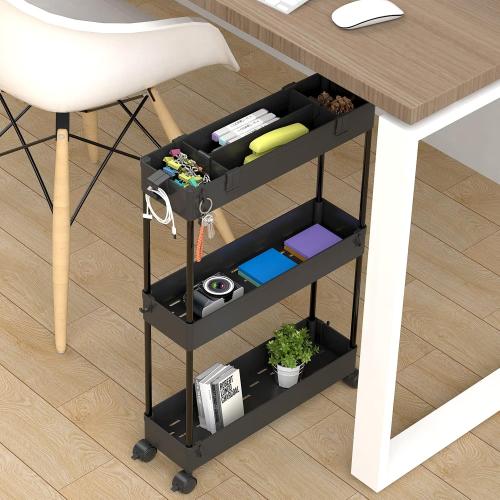 SPACELEAD Slim Storage Cart 3 Tier,Bathroom Organizer Rolling Utility,Mobile Shelving Unit Slide Out for Office, Kitchen, Laundry Room & Narrow Places,Black***