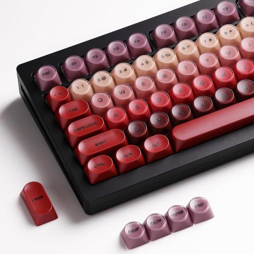 MOA Profile PBT Keycaps, Lipstick Jelly Keycap Berry Kiss Theme Foundation, 128 Keys Elegant Cute Custom Key caps for 61/68/84/87/98/100 Cherry Gateron MX Mechanical Keyboards - Red