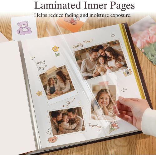 Zoview Self-Adhesive Photo Album, Dust-free, glue free and waterproof Scrapbook Album, Family album, Leather Cover, Hand Made DIY Albums Holds 3x5, 4x6, 5x7, 6x8,8x10 photos
