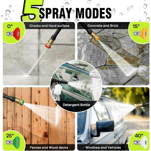 Pressure Washer, Power Washer with 4 Quick Connect Nozzles, High Pressure Cleaning Machine with Foam Cannon for Cars/Fences/Driveways/Patios/Home Cleaning
