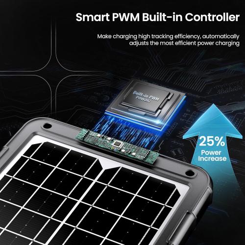 POWOXI 12V Solar Car Battery Charger: 15W Solar Panel Kit Battery Trickle Charger Maintainer with Smart PWM Controller for Car - RV Boat Marine Motorcycle - for Trailer Truck Snowmobile Tractor