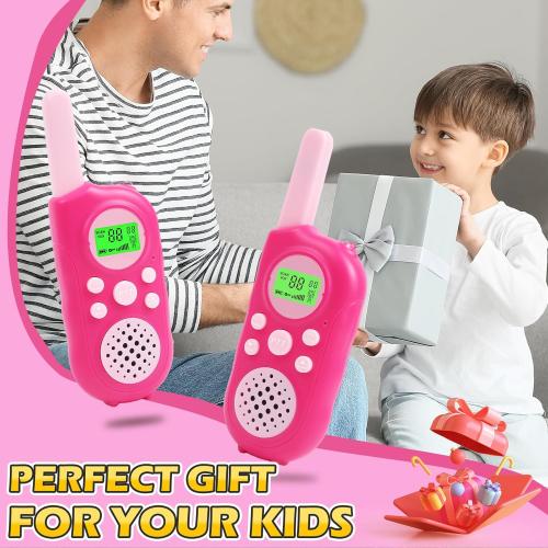 Walkie Talkies for Kids 22 Channels Long Range 2 Way Radio Toys for 3-12 Ages with LCD Flash Light,Birthday Gifts for 4 5 6 7 8 9 Years Old Boys Girls for Camping Hiking Indoor Outdoor (Pink)