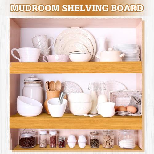 Hoolerry 5 Pcs Wire Shelf Covers Foamed PVC Wire Rack Covers for Removable Closet (Not Wood) Pantry Shelves for Cabinet Bathroom Kitchen Shelving Decoration(Wood Color,38x16inch)