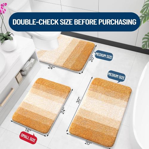 OLANLY Bathroom Rugs Mat 30x20, Extra Soft Absorbent Microfiber Bath Rugs, Rubber Backing, Quick Dry, Machine Washable Bath Mats for Bathroom, Tub and Shower, Home Decor Accessories, Golden Yellow