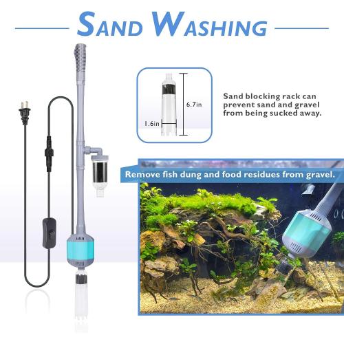 hygger 360GPH Electric Aquarium Gravel Cleaner, 5 in 1 Automatic Fish Tank Cleaning Tool Set Vacuum Water Changer Sand Washer Filter Siphon Adjustable Length 15W