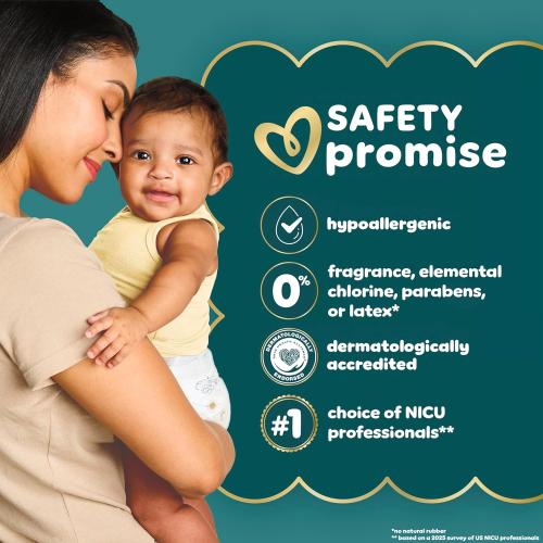 Pampers Swaddlers Diapers, Size 1 (8-14 lbs), 198 Count, Hypoallergenic, Absorbent, Keeps Baby Dry and Comfortable, Skin Safe Disposable Newborn Baby Diaper