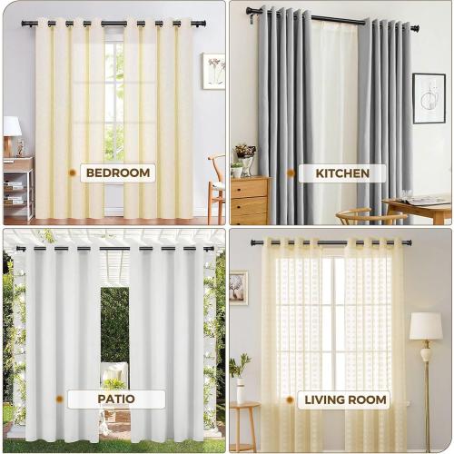 TONIAL Curtain Rod 32 to 58 Inch(2.6-4.8ft), Telescoping Splicing 3/4 Drapery Rods for Windows 20 to 53 Inch(1.7-4.4ft), Decorative Single Rod with Small Cap Finial, Black