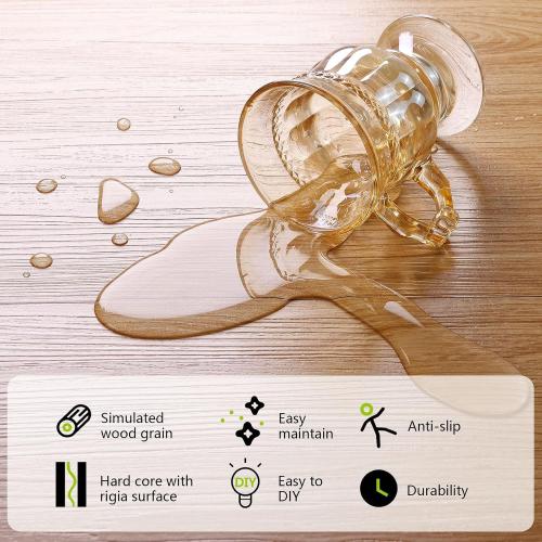 Yun-aeon Rustic Oak Peel and Stick Floor Tiles 36-Pack 54 Sq Ft Rustic Oak Stripe Self Adhesive Wood Grain Planks Removable Vinyl Flooring Art Deco for Bedroom Living Room