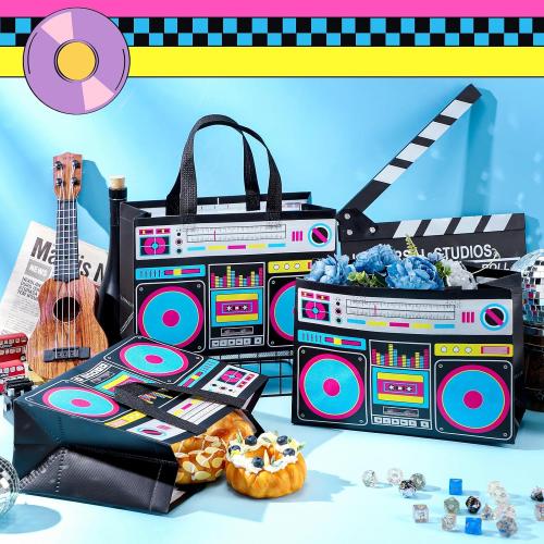 24 Pcs 80s90s Retro Radio Bags Party Favors, Black