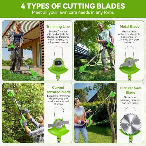 Weed Wacker Cordless,24v Electric Weed Eater Battery Powered
