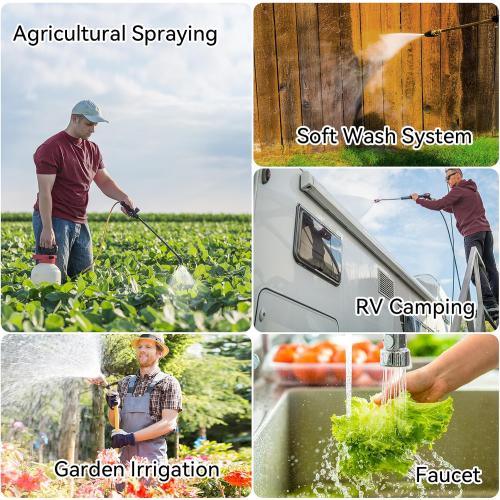 12V Sprayer Pump, 4.4gpm-10amp-60psi, Chemical and Corrosion Resistant, Compatible with Roundup, Diaphragm Pump with Pressure Switch and Self-Priming for Agricultural Spraying, Rv, Boats, Etc