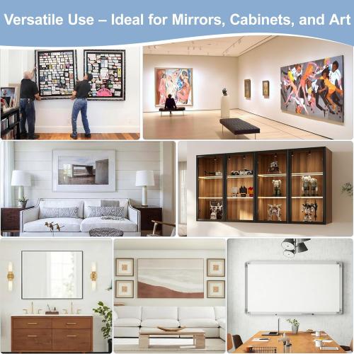 Black French Cleat Hanger 41 inch - 2 Pairs Heavy Duty Aluminum Alloy Z Bar Clips Picture Hanging Kit Wall Mounting 500 lbs Load Interlocking Brackets Mirror Hanging Hardware Frame Hanger