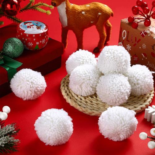 Syhood 20 Pcs Christmas Yarn Pom Poms Balls for DIY Handmade Crafts Fuzzy Pompoms for Christmas DIY Hats Thanksgiving Party Holiday Hanging Home Decorations (White, 2.5 Inch)