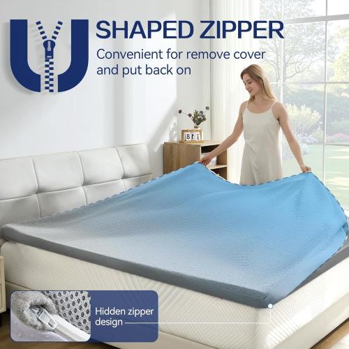 SINWEEK 2 Inch Mattress Topper Twin Size, Soft Memory Foam for Back Pain Relief, Breathable Bed Topper with Grey Cover, CertiPUR-US Certified