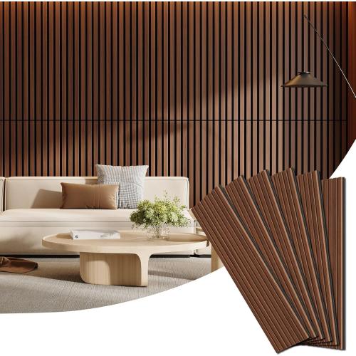 6 Pack Acoustic Wood Panels for Wall 47.24 x 12.79 Soundproof | Wood Slat Wall Panel for Interior Decor & Noise Reduction, Sound Absorbing Wood Wall Panel for Home Office Studio, Walnut