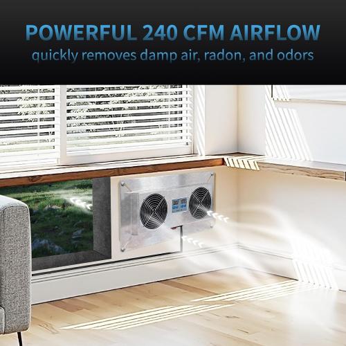 240 CFM Crawlspace Vent Fan, Crawlspace Fans (Natural color)