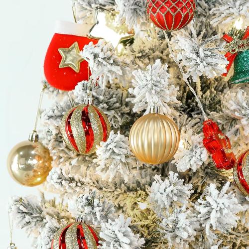 SHareconn 30ct 2.36 Inch Christmas Tree Balls Ornaments, Colored Shatterproof Plastic Decorative Baubles Decorations for Xmas Tree Decor Holiday Party Wedding Decoration (Red & Gold, 60mm)