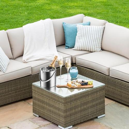 FineDine Double-Wall Stainless Steel Insulated Ice Bucket with Lid & Ice Tong [3 Liter] Included Strainer Keeps Ice Cold & Dry, Carry Leather Handle, Home Bar, Chilling Beer, Champagne, Wine Bottle