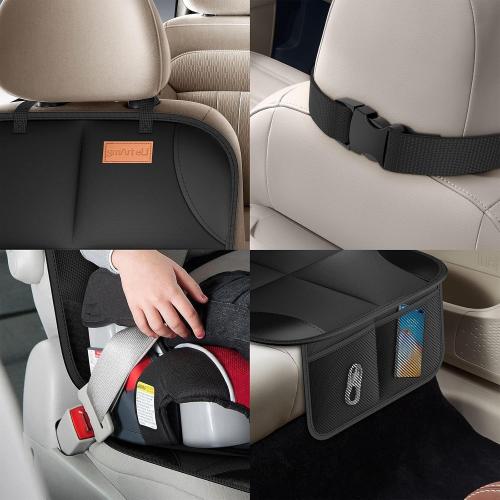 Black 2 Pack Car Seat Protector, Seat Protector Protect Child Seats with Thickest Padding and Non-Slip Backing Mesh Pockets for Baby and Pet,Sedan SUV Truck (Black)