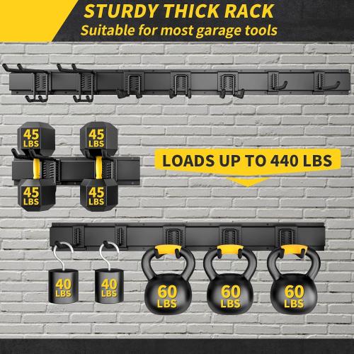 UUP 48 Garage Tool Organizer Wall Mount, 440lbs Garden Garage Storage Garage Organization with Adjustable Heavy Duty Hanging Hooks, Yard Rack Hanger System Shovel Rake Broom Ladder Holder, Men Gift