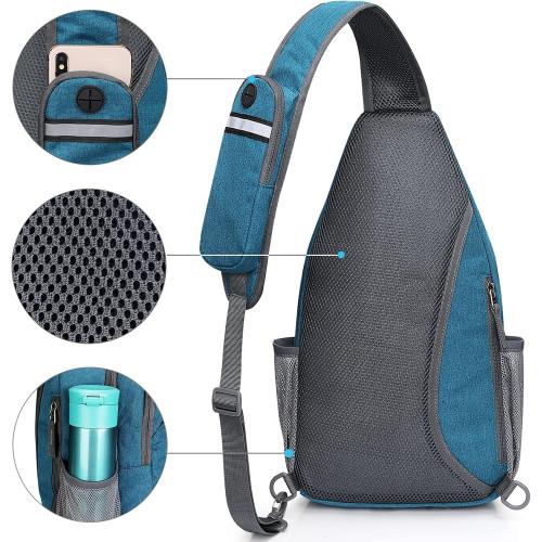 G4Free Sling Bag RFID Blocking Sling Backpack Crossbody Chest Bag Daypack for Hiking Travel(Teal Blue)