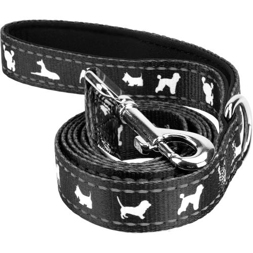 EcoBark Reflective Dog Leash, Heavy Duty Soft & Comfort Training, Black