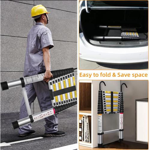 ZenAscend 10.5ft Telescoping Ladder, Multi-Purpose Collapsible Ladder with Hook, Aluminum Extension Ladders for Home, Folding Telescoping Ladder for RV, Attic, Daily Use at Home, 330 lbs…