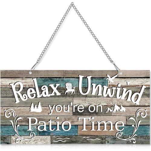 Hotop Metal Patio Decor Sign Vintage Outdoor Wall Decorations,10 x 5,Vivid