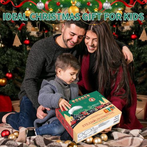 Christmas Train Sets for Around The Tree,Kids Train Set Steam Trains for Boys Girls,Sounds & Lights, for Kids 4 5 6 7 8   Years Party Favors Party Decorations
