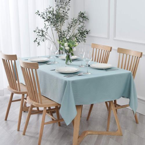 maxmill Jacquard Square Tablecloth Stain Resistant Spillproof Wrinkle Free Washable Soft Table Cloth, Decorative Fabric Table Cover for Dining Room, Indoor and Outdoor Use, 52 x 52 Inch, Dusty Blue
