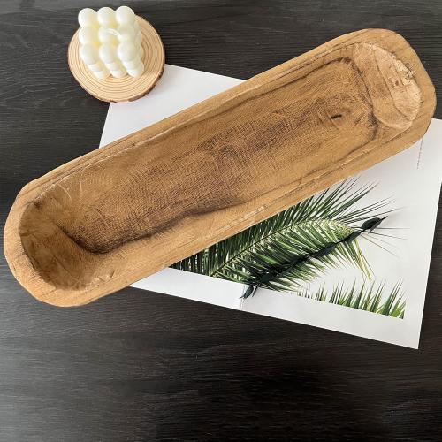 Wooden Dough Bowl Decor, Vintage Wooden Bowl Hand Carved Home Decor for Dining Table Center, Living Room, Kitchen Decor. (20inch brown)