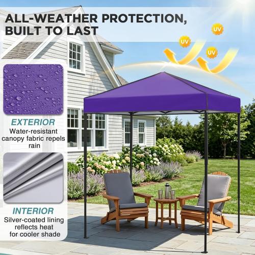 EAGLE PEAK 6x4 Instant Pop Up Canopy Tent, Purple | Small Portable Canopy with Carry Bag, Lightweight Pop Up Outdoor Tent for Beach, Camping & Sports, Easy Setup, Ultra Compact
