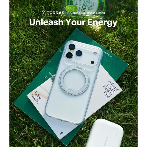 TORRAS 360 Magnetic Stand for iPhone 17 Pro Max Case, [Fit for MagSafe] [4X Military-Grade Protection] Slim Case for iPhone 17 Pro Max 6.9 2025, Clear, Ostand O3 Fitness Series