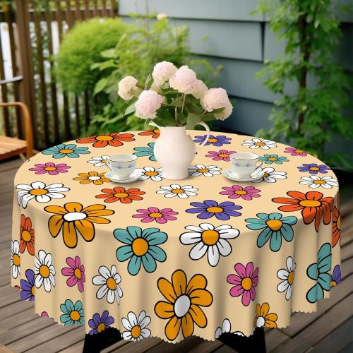 Eikione Round Tablecloth Wrinkle Free Table Cover Floral Tablecloth 70Inch