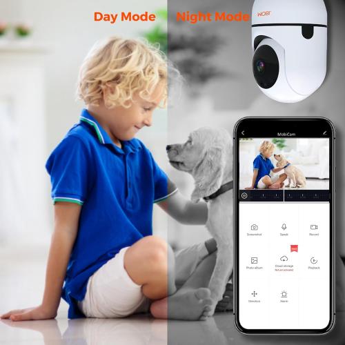 MOBI MobiCam HDX Wi-Fi Pan & Tilt Smart Pet Monitoring Camera, Pet Video Monitor, Night Vision IP Camera, Motion Detection, Full HD, Two-Way Audio, Remote View & Recording with Free Smart App
