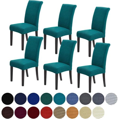 Stretch Chair Covers for Dining Room Set of 6, Removable Washable Dining Room Chair Covers, Dining Chair Slipcovers Seat Protector, Great Home Decor and Banquet Upholstery (Teal, 6 Pack)
