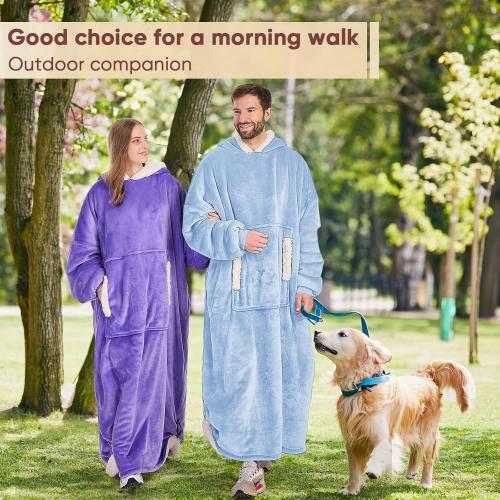 yescool Wearable Blanket Hoodie, Flannel Sherpa Fleece Blanket Sweatshirt for Adults Women Men,One Size Fits All