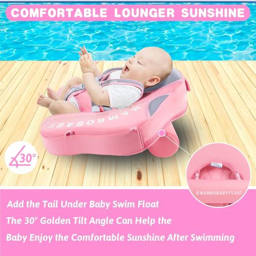 Mambobaby Baby Swim Float with Canopy & Tail Infant Pool Float Non-Inflatable Toddler Swim Float with Skin-Friendly Material for 3-24 Months Baby Boys Grils Elephant Pink | UPF50  Sun Protection, Skin-Friendly, Non-Inflatable, Removable Canopy & Tail, 3-24 Months Baby Boys Girls