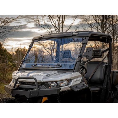 SuperATV Scratch Resistant Flip-Vent Windshield for Can Am Defender HD5 HD8 HD10 MAX - Hard Coated Durability Easy Install