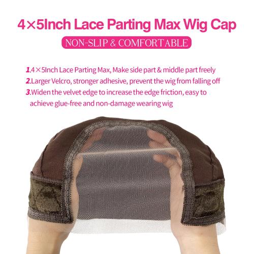 Labhairs Lace Wig Grip Cap for Women, 4x5 Lace Parting Max Make Part Freely, Non Slip Wig Gripper for Keeping Wigs In Place, Adjustable Wig Cap with Velcro Headband Make Your Wigs Glueless (Brown-L)