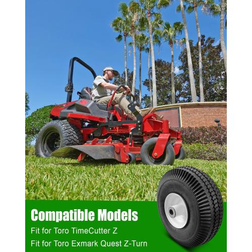 2 Pack 4.10/3.50-4 Front Wheel and Tire Assembly Replace 105-3471 Fit for Toro TimeCutter Z Exmark Quest Z-Turn, 3/4″ Axel Lawn Mower Wheel Assembly Tires 2Pcs