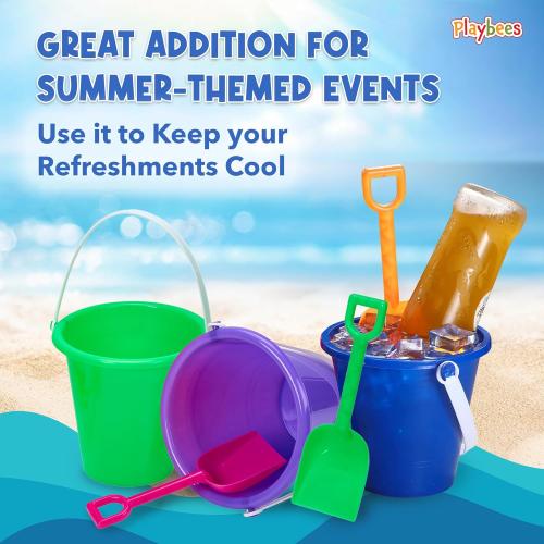 6 Pack Beach Pail and Shovel Toy Set for Toddler 1-3 Includes 6.75 Inch Colorful Plastic Beach Buckets and Shovels for Sand Castle Building, Party Favors Decoration for Boys Girls Sandbox Toys .