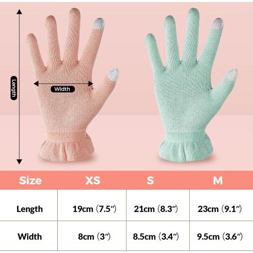 2 Pairs Cotton Moisturizing Gloves Overnight Touchscreen Fingers for SPA Dry Hands Hand Care Day and Night Moisturizing (Medium-Pink)