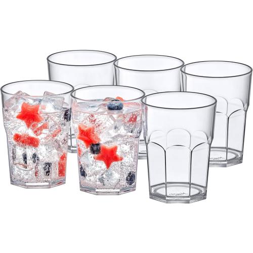 Amazing Abby Affinity - 14-Ounce Clear Plastic Tumblers (Set of 6), Stackable, BPA-Free, Shatter-Proof, Dishwasher-Safe