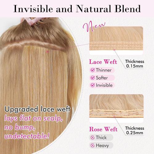 REECHO 4PCS Clip in Hair Extensions - 12 Short Curly Wavy Brown Invisible Lace Weft Natural Soft Hairpieces for Women - Burgundy