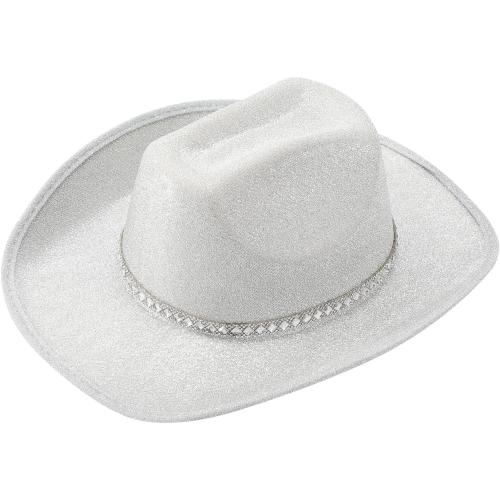 MBMSHEGH Cowgirl Hat Cowboy Hats for Women Fluffy Feather Brim Cowboy Hat for Bachelorette,Cosplay Fancy Dress Dress-up Party